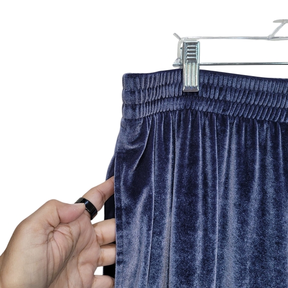 XL VS PINK Velour Rhinestone Logo w/Pockets Wide Leg Joggers Midnight Navy Blue - Picture 6 of 9